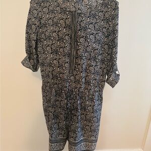 Loft Boho Hippie Navy and White Patterned Shorts Romper Onesie size 4 EUC